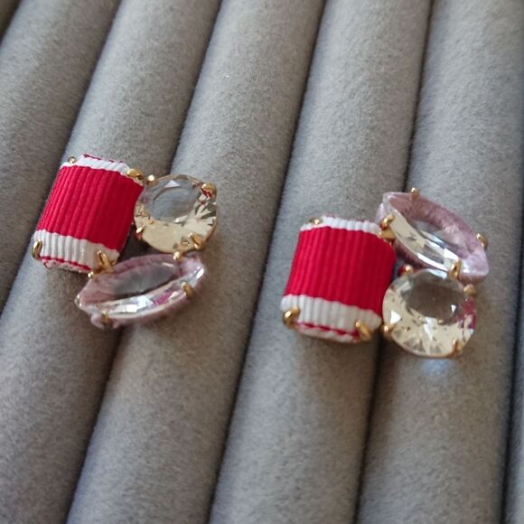 J. Crew Cluster stone earrings - clear, pink and red - Picture 3 of 8